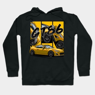 Yellow Toyota GT86, JDM Car White Hoodie